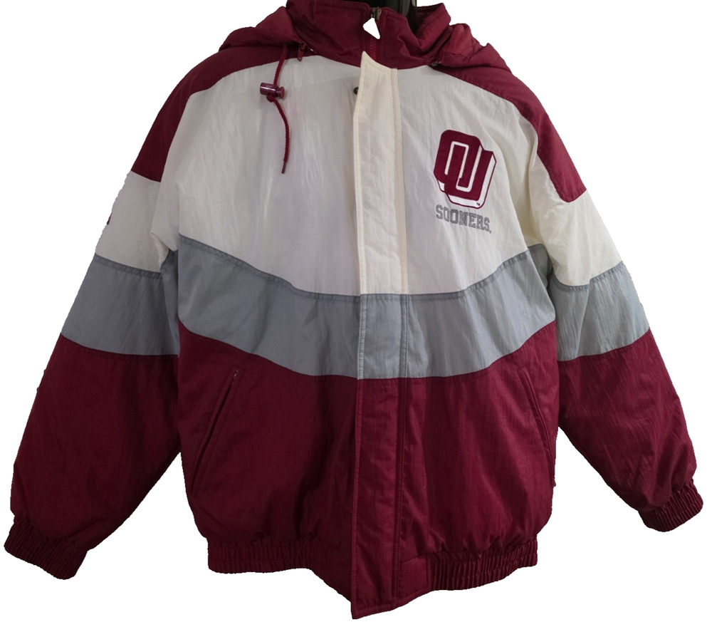 Apex One Men’s Red White Gray Vintage Style Hooded Coat Size L M021